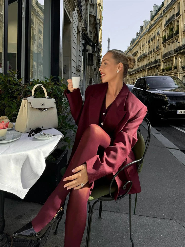 Autumn Sexy Slim Burgundy Tights