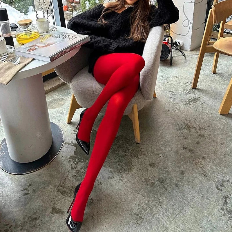 Autumn Sexy Slim Burgundy Tights